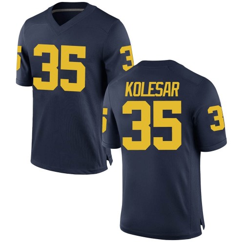 Caden Kolesar Michigan Wolverines Men's NCAA #35 Navy Replica Brand Jordan College Stitched Football Jersey LQJ5254HU